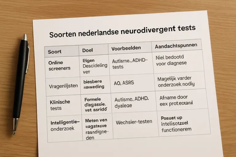 Soorten nederlandse neurodivergent tests